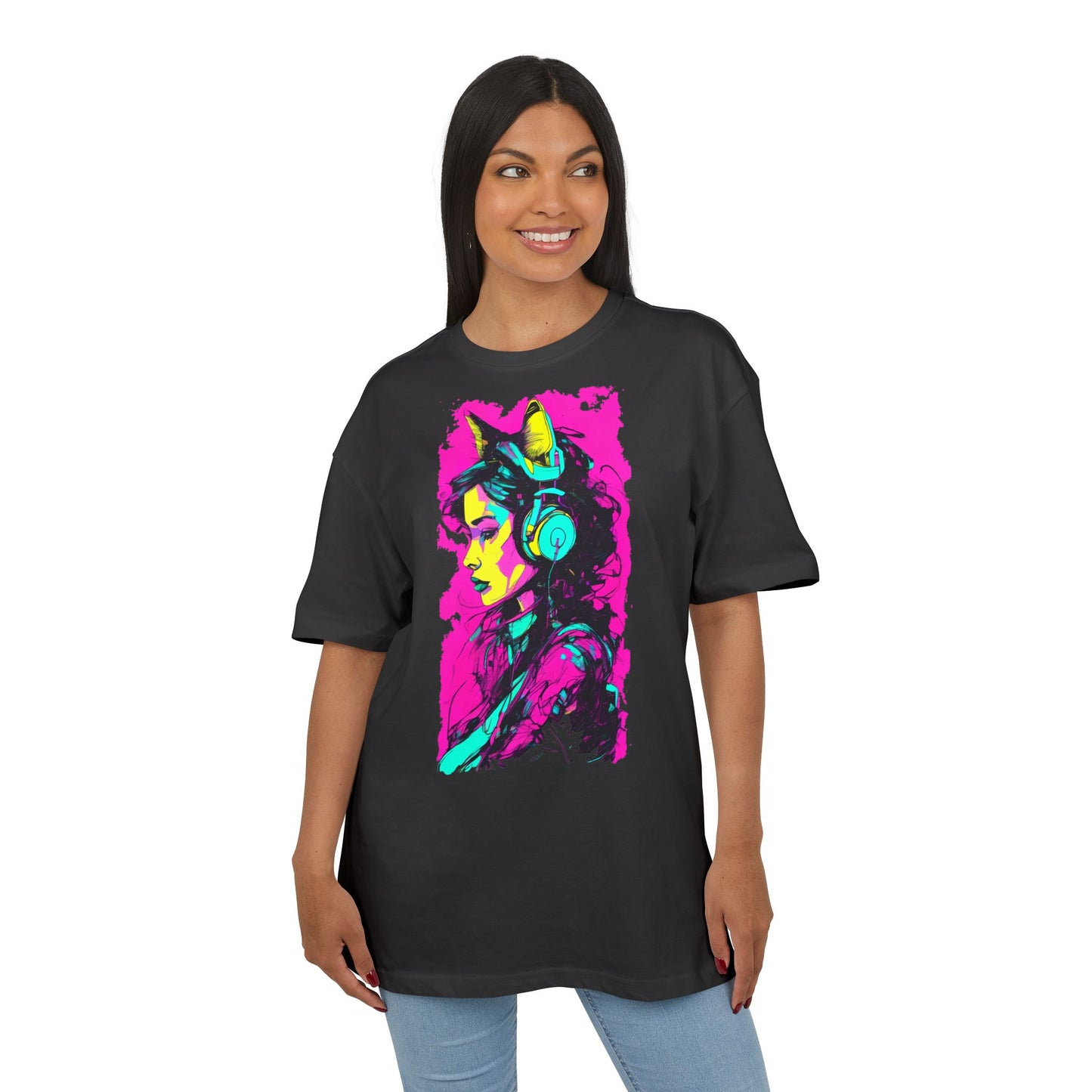Vibrant Music Lover's Tee, Unisex Heavy Oversize Tee, Trendy Graphic Shirt, Colorful Art Top, Perfect for Festivals and Gifts