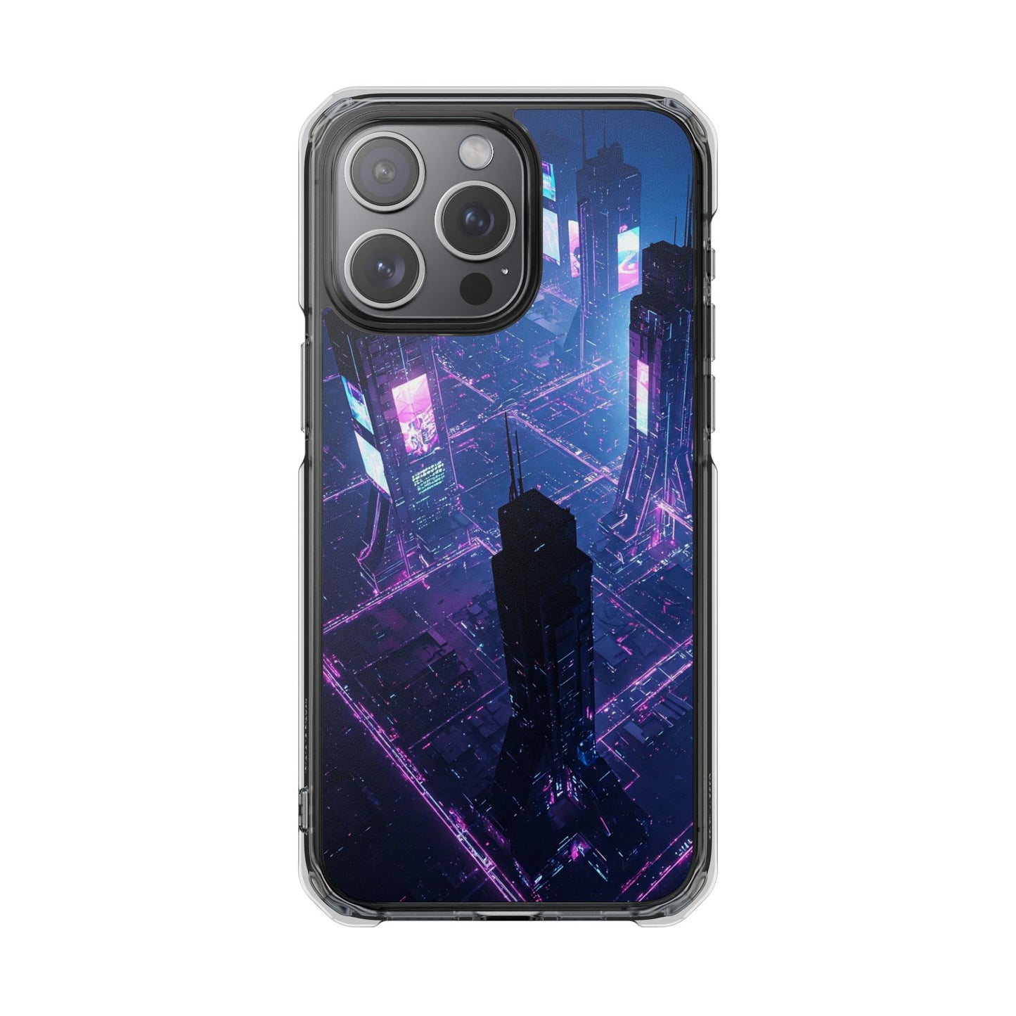 Futuristic Cityscape Phone Case, Customizable Clear Impact Case, Gift for Tech Lovers, Unique Phone Accessory, Aesthetic Cell Phone Cover