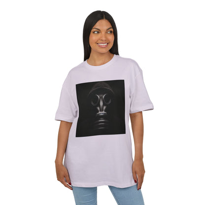 Unisex Heavy Oversize Tee with Bold Gas Mask Design, Streetwear, Artistic Tee, Gift for Trendsetters, Casual Wear, Grunge Fashion