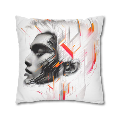 Futuristic Art Pillowcase - Modern Home Decor, Geometric Throw Pillow, Gift for Tech Lovers, Contemporary Accent Cushion