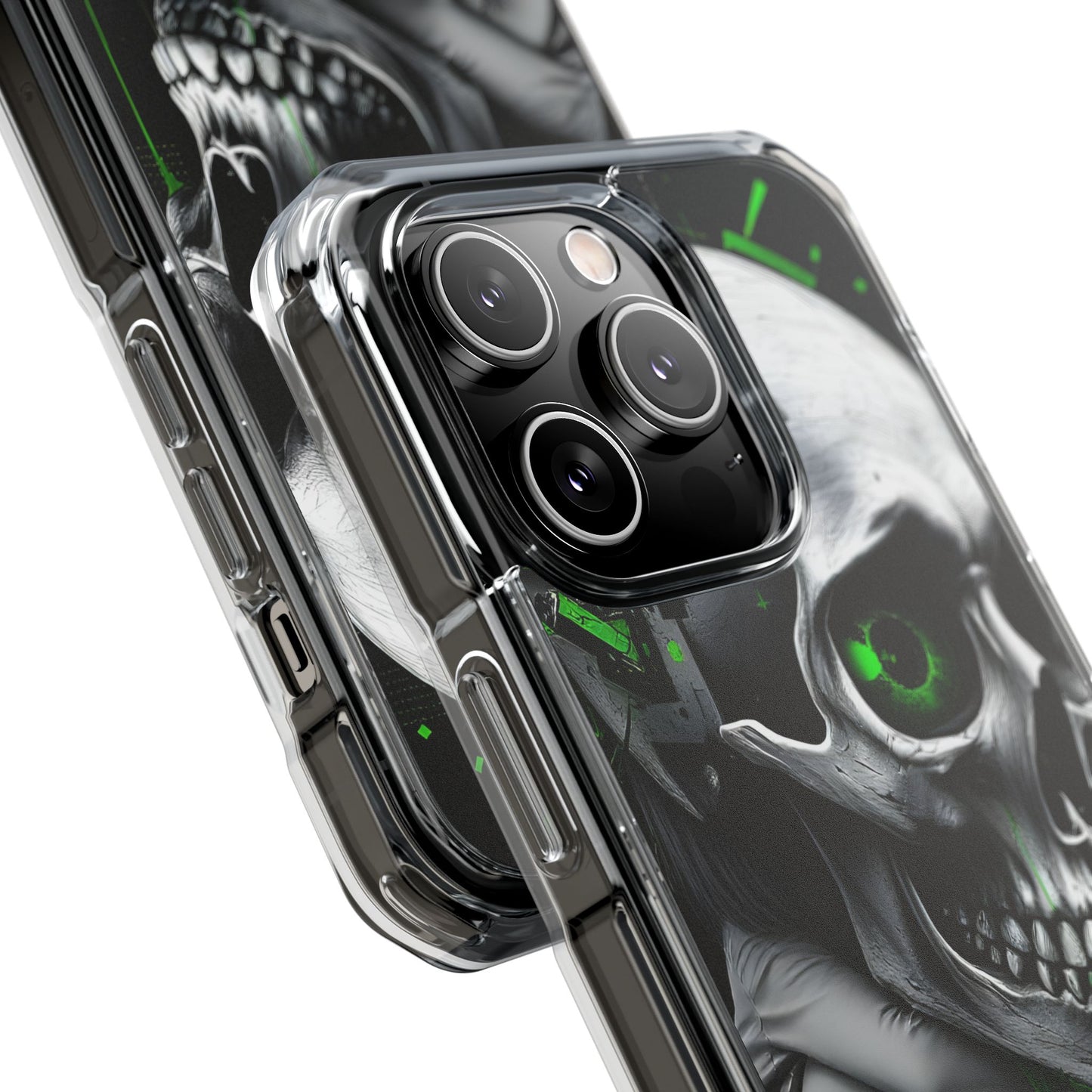 Edgy Skull Phone Case - Magnetic Clear Impact Cases, Unique Phone Cover, Goth Accessory, Halloween Gift, Stylish Tech Protection