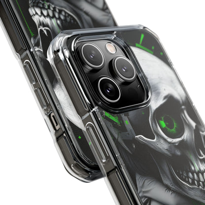Edgy Skull Phone Case - Magnetic Clear Impact Cases, Unique Phone Cover, Goth Accessory, Halloween Gift, Stylish Tech Protection