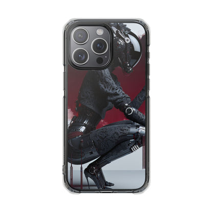 Cyber Design Magnetic Phone Case, Clear Mobile Cover, Gothic Style, Halloween Gift, Celestial Protection Accessory