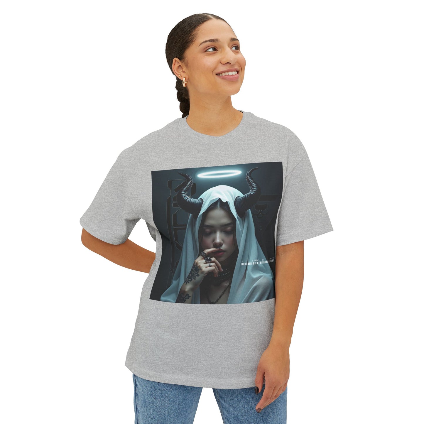 Gothic Inspired Oversized Tee - Perfect for Halloween, Music Festivals, Casual Wear, Alternative Fashion, Unique Gift Ideas