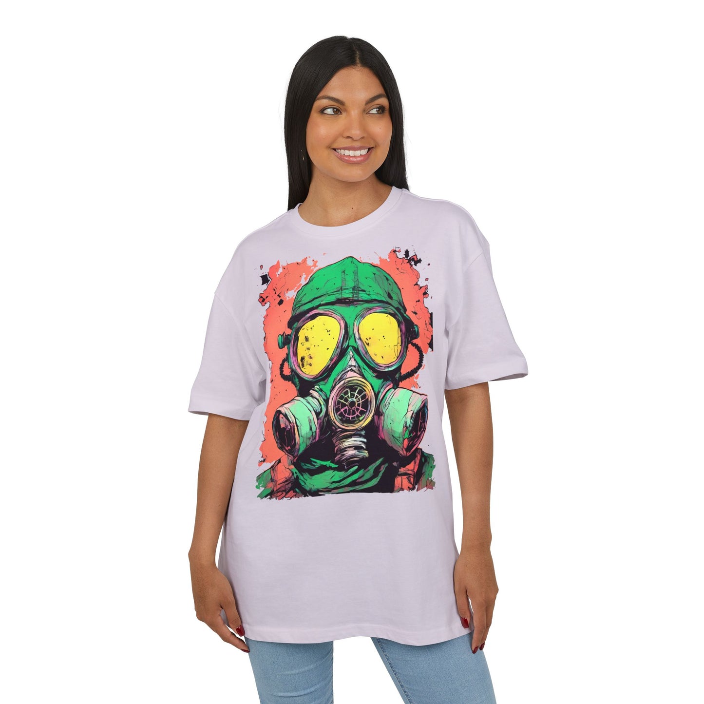 Retro Gas Mask Unisex Heavy Oversize Tee, Streetwear T-Shirt, Unique Graphic Tee, Festival Fashion, Cool Casual Wear