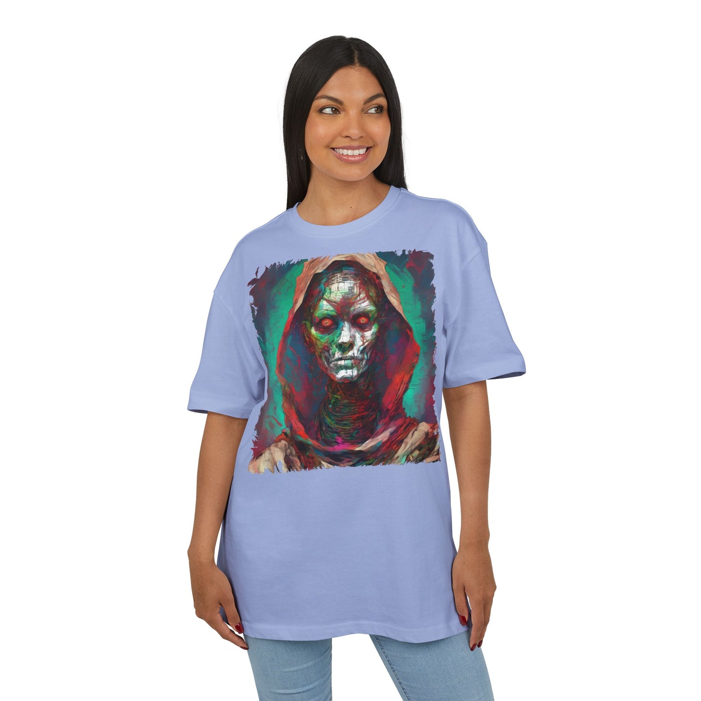 Eerie Oversize Tee, Unisex Graphic Shirt for Horror Lovers, Streetwear, Unique Gift for Halloween, Casual Wear, Art Tee