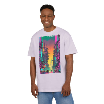 Vibrant Nature Sunset Unisex Oversize Tee, Cozy Graphic Shirt for Nature Lovers, Trendy Casual Wear, Gift for Friends, Summer Fashion