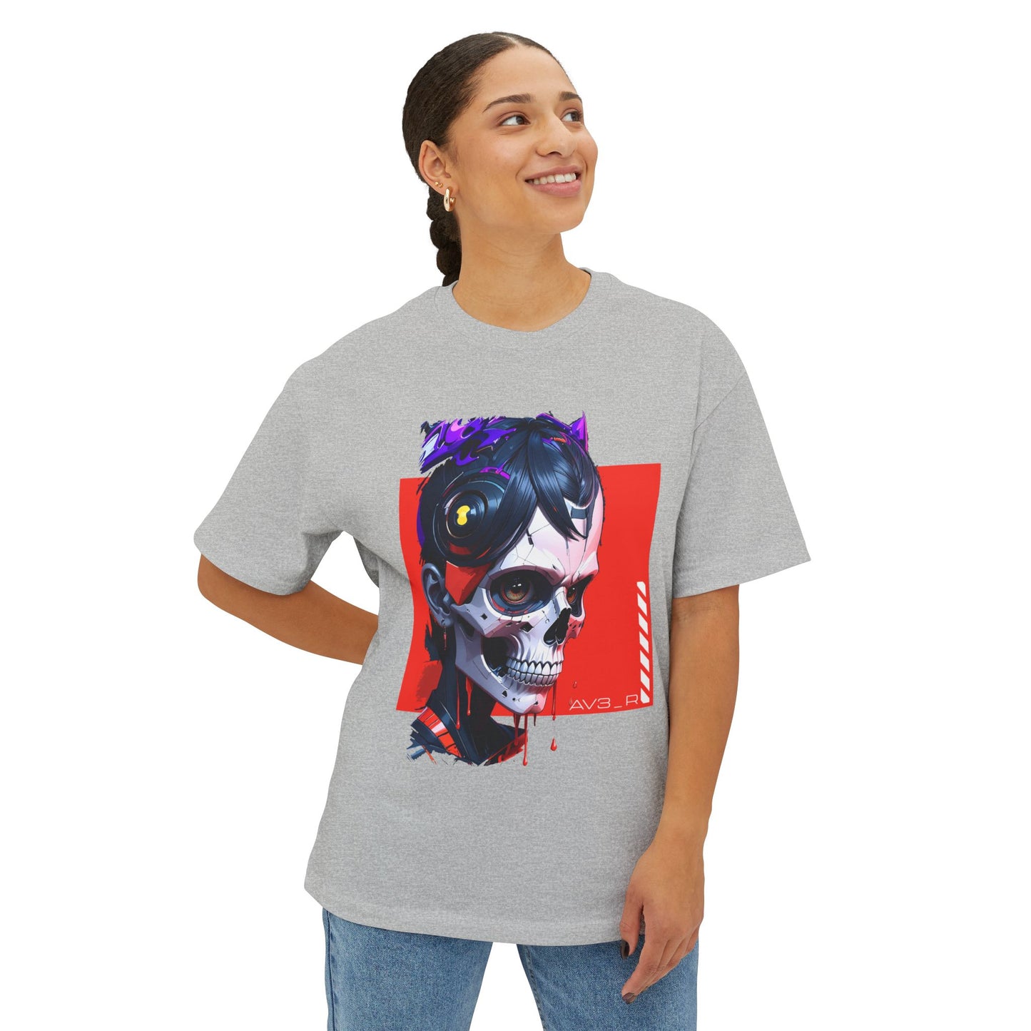 Edgy Oversized Tee with Skull Design, Streetwear Shirt for Art Lovers, Unisex Graphic Tee, Halloween Apparel, Trendy Casual Wear