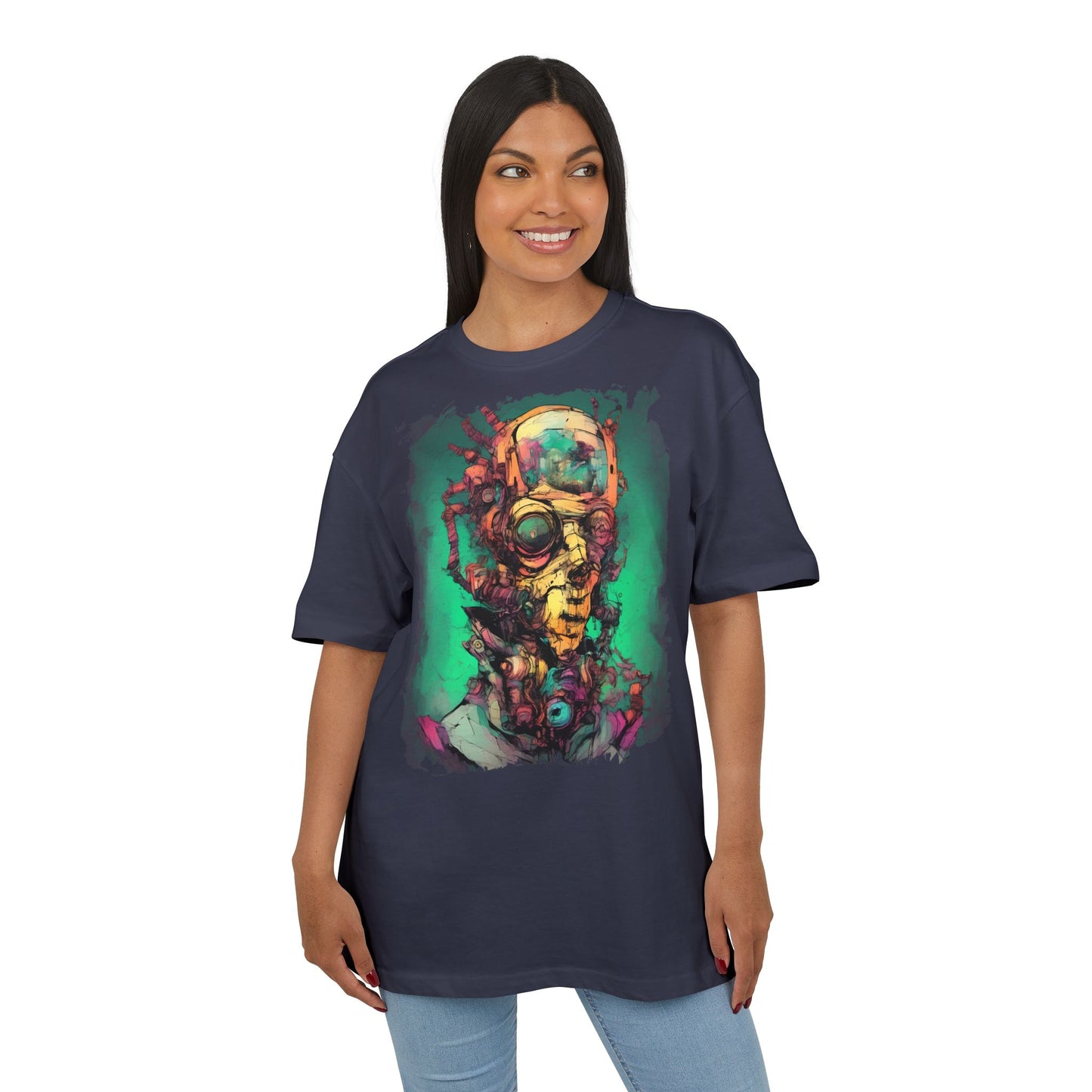 Artistic Oversize Tee Featuring Abstract Portrait, Unisex T-Shirt, Cool Graphic Tee, Streetwear Style, Unique Gifts for Art Lovers