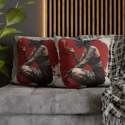 Edgy Tattoo Art Pillowcase | Boho Decor, Home Accent, Gift for Her, Trendy Cushion, Festival Style
