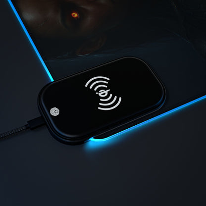 LED Gaming Mouse Pad with Wireless Charging - Game Over Design, Computer Accessory, Gamer Gift, Desk Decor, LED Light Pad, Gaming Desk