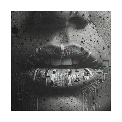 Gothic Lips Art Canvas, Digital Art Print, Unique Home Decor, Contemporary Wall Art, Cyberpunk Aesthetic, Perfect Gift