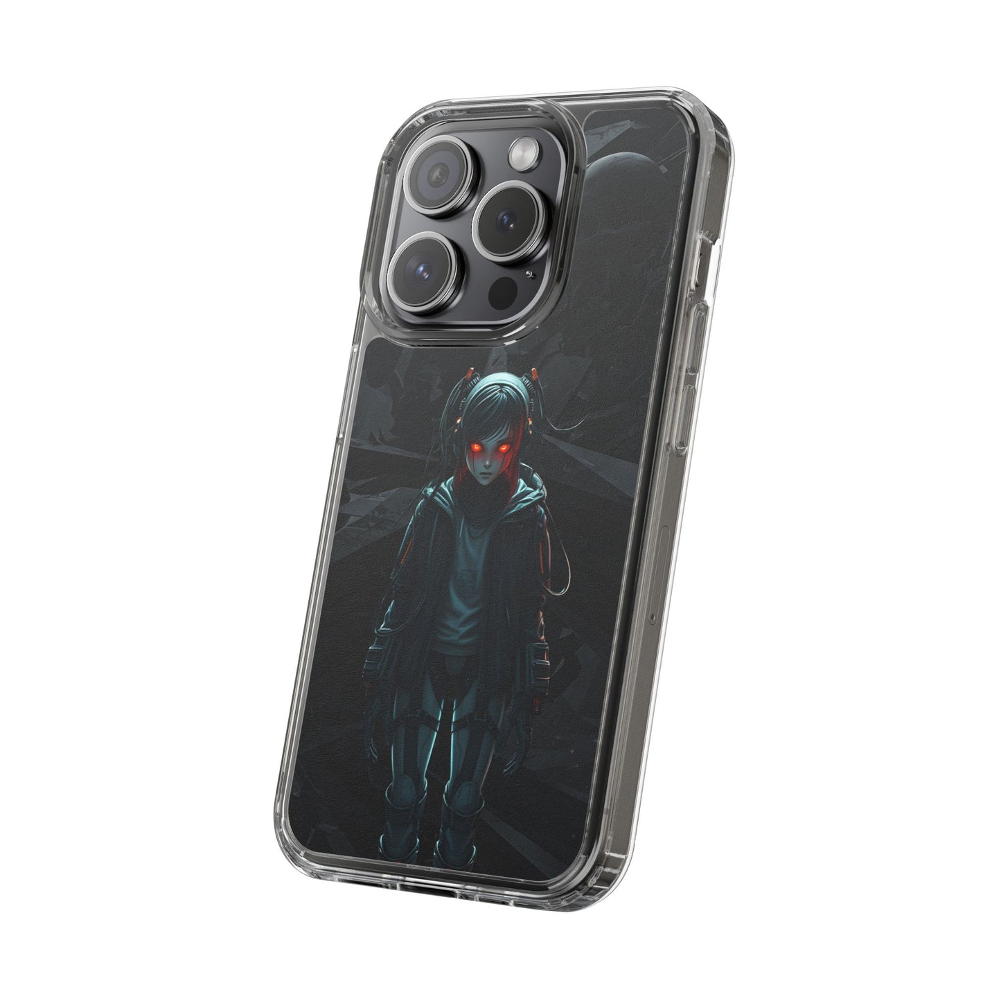 Futuristic Clear Phone Case with Cyberpunk Design - Edgy and Stylish