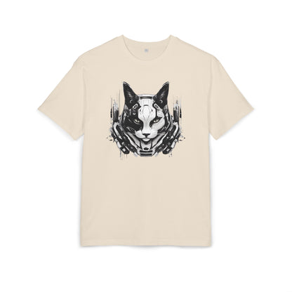 Cyber Cat Graphic Tee - Unisex Oversized T-Shirt, Cool Streetwear, Gift for Cat Lovers, Futuristic Design, Casual Everyday Wear