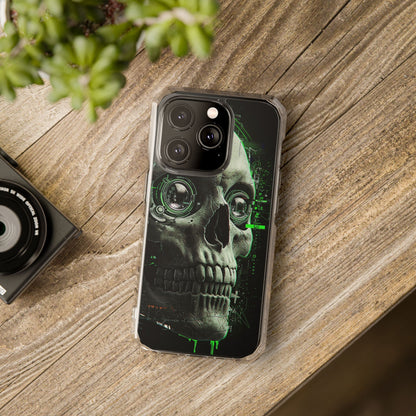 Gothic Skull Phone Case, Cyberpunk Design, Clear Impact Protection, Unique Gift for Him, Halloween Accessories, Tech Lover