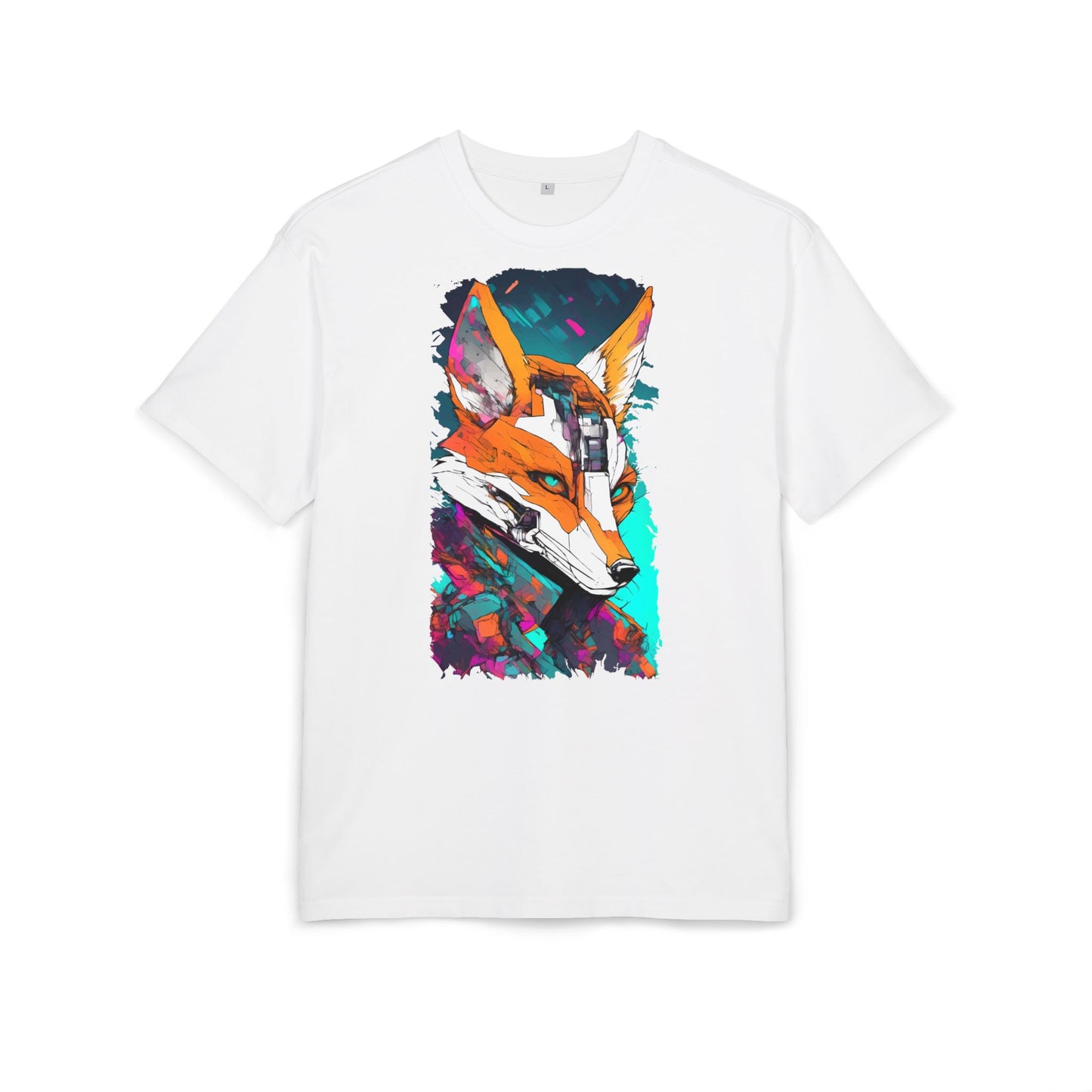 Futuristic Fox Design Unisex Oversize Tee, Graphic Tee, Cool T-Shirt, Unique Gift, Casual Wear