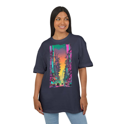 Vibrant Nature Sunset Unisex Oversize Tee, Cozy Graphic Shirt for Nature Lovers, Trendy Casual Wear, Gift for Friends, Summer Fashion