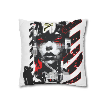 Bold Graphic Pillowcase, Unique Decorative Cushion Cover for Modern Home, Cyberpunk Art Decor, Gift for Art Lovers, Stylish Throw Pillow