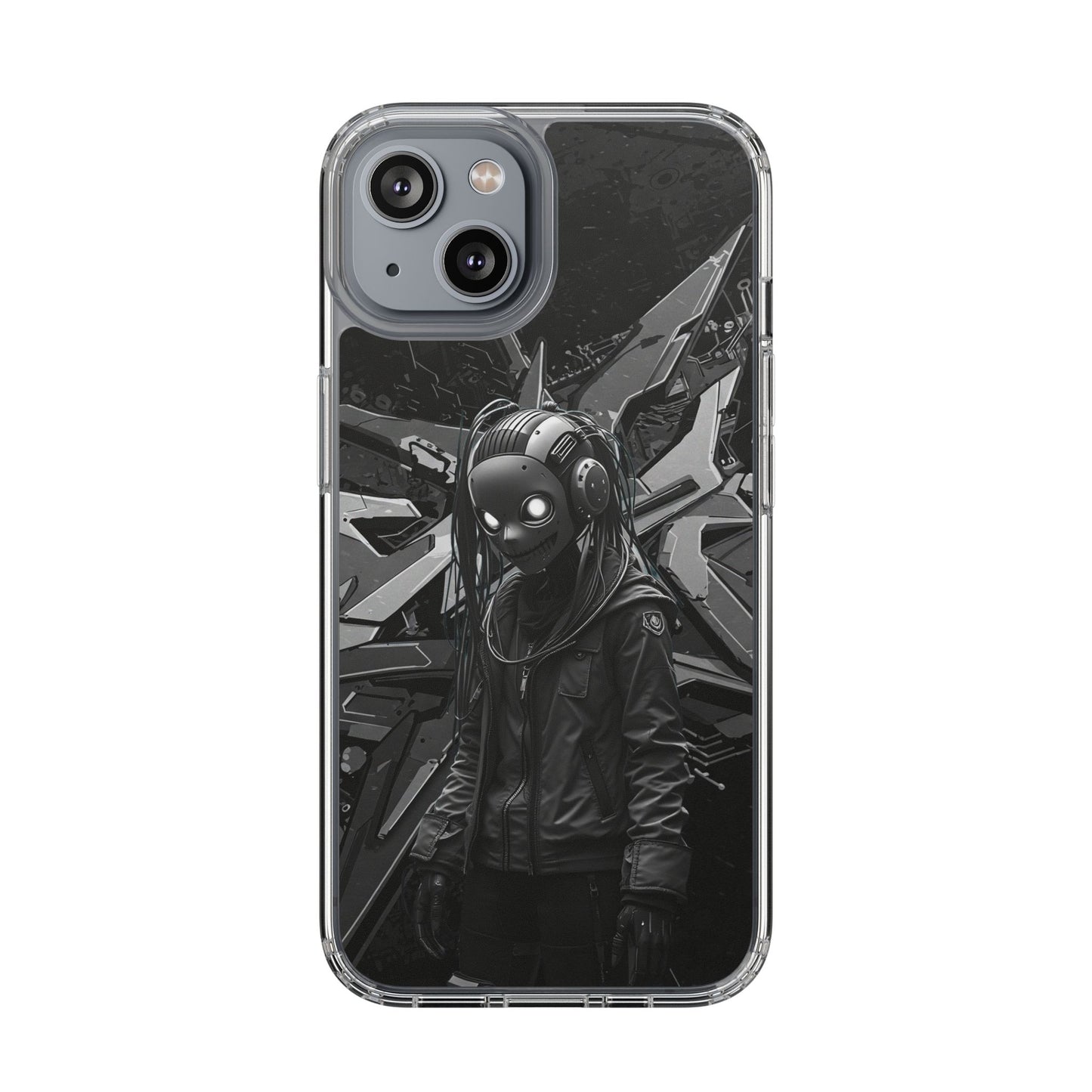 Anime-Inspired Clear Phone Case - Edgy Streetwear Style