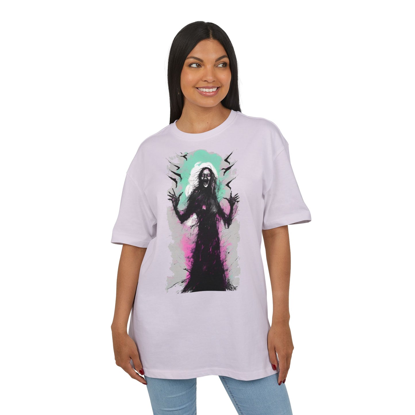 Spooky Witch Oversize Tee - Halloween Shirt, Graphic Tee for Festivals, Trendy Streetwear, Gift for Witch Lovers, Unisex Apparel