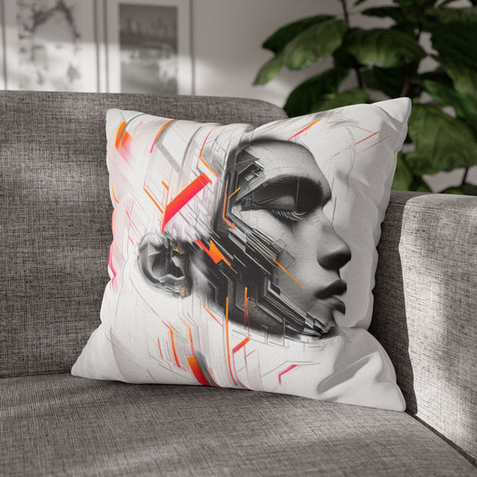 Futuristic Art Pillowcase - Modern Home Decor, Geometric Throw Pillow, Gift for Tech Lovers, Contemporary Accent Cushion