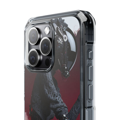 Cyber Design Magnetic Phone Case, Clear Mobile Cover, Gothic Style, Halloween Gift, Celestial Protection Accessory