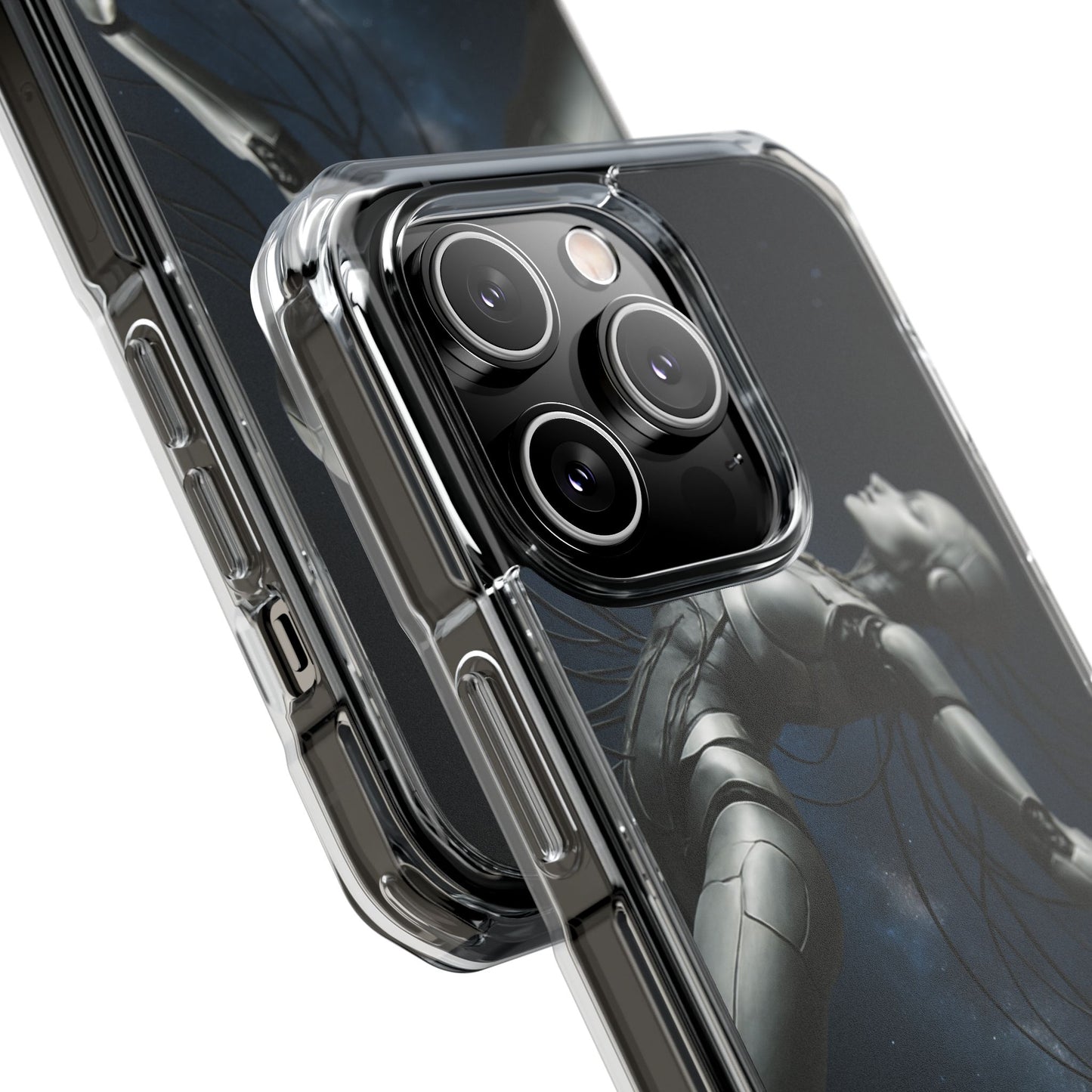Futuristic Phone Case, Artistic Clear Impact Case for Tech Lovers, Robot Design Phone Cover, Unique Gift for Geeks, Space Theme