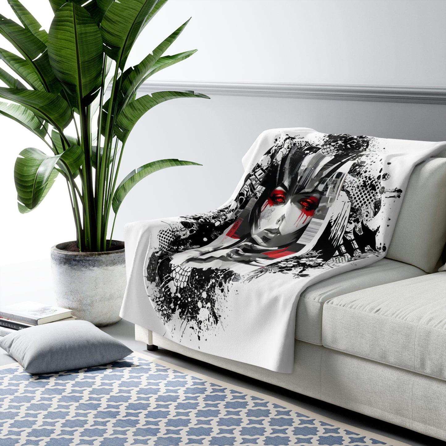 Cozy Sherpa Fleece Blanket - Artistic Modern Design for Comfort & Style
