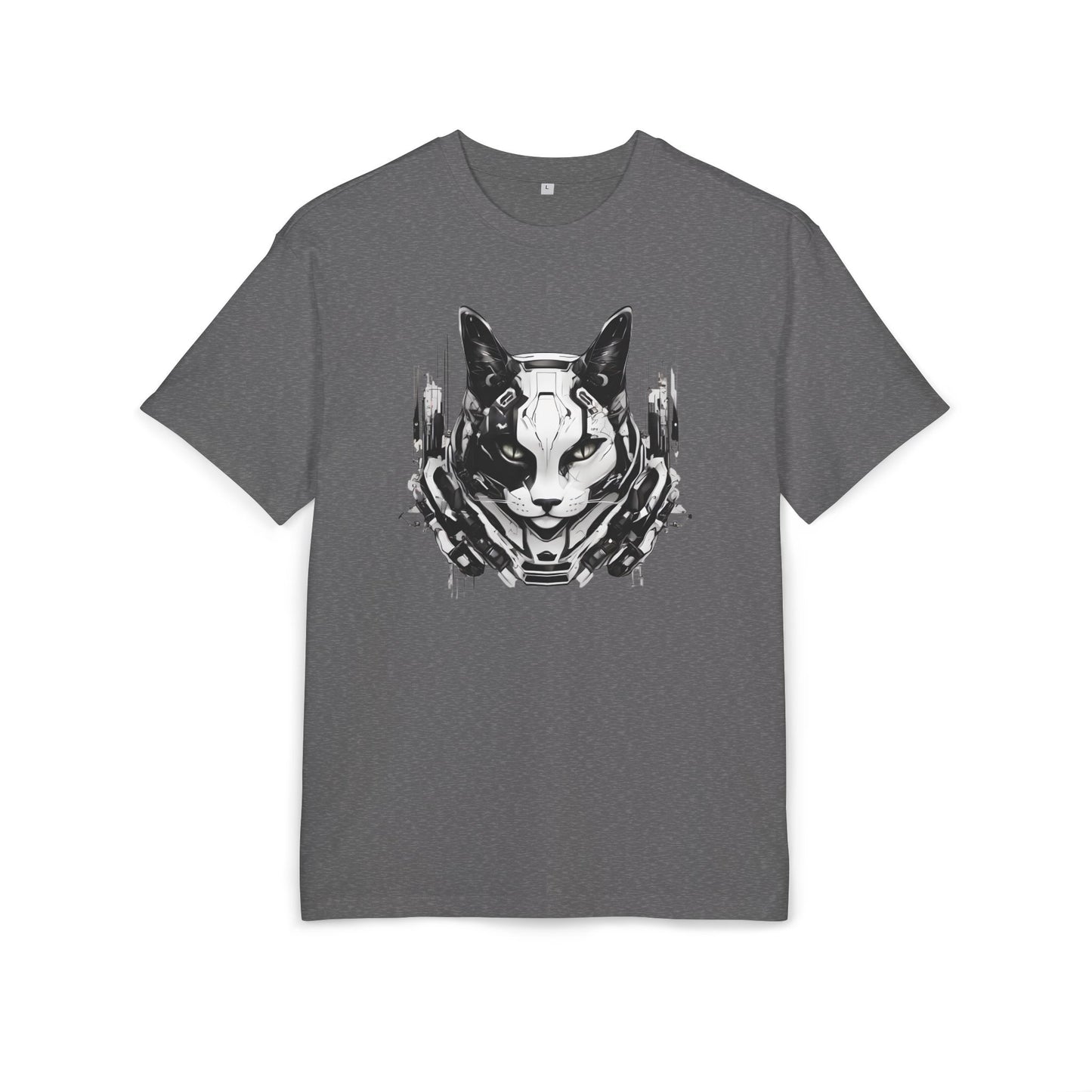 Cyber Cat Graphic Tee - Unisex Oversized T-Shirt, Cool Streetwear, Gift for Cat Lovers, Futuristic Design, Casual Everyday Wear