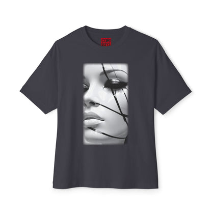Chic Oversized Graphic Tee with Striking Design, Streetwear, Casual Style, Fashion Statement, Gift for Art Lovers