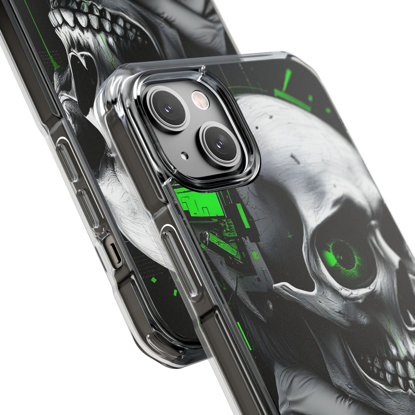 Edgy Skull Phone Case - Magnetic Clear Impact Cases, Unique Phone Cover, Goth Accessory, Halloween Gift, Stylish Tech Protection