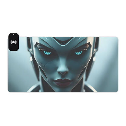 LED Gaming Mouse Pad with Wireless Charger - Futuristic Design, Gaming Decor, Gift for Gamers, Desk Accessories, Office Essentials