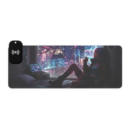 LED Gaming Mouse Pad with Wireless Charging - Futuristic Gamer Desk Accessory, RGB Desk Mat, Gaming Setup Decor, Perfect for Gifts