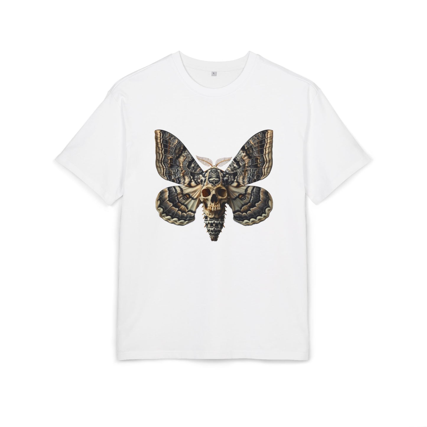 Unisex Oversize Tee with Skull Moth Design - Edgy Graphic Shirt