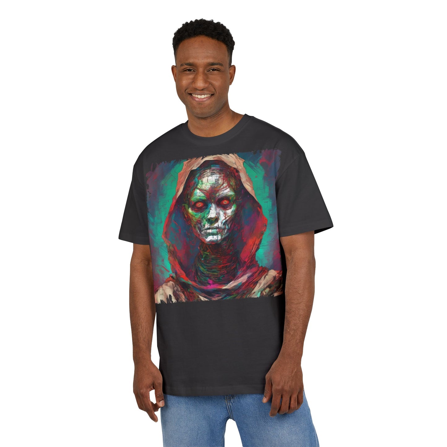 Eerie Oversize Tee, Unisex Graphic Shirt for Horror Lovers, Streetwear, Unique Gift for Halloween, Casual Wear, Art Tee