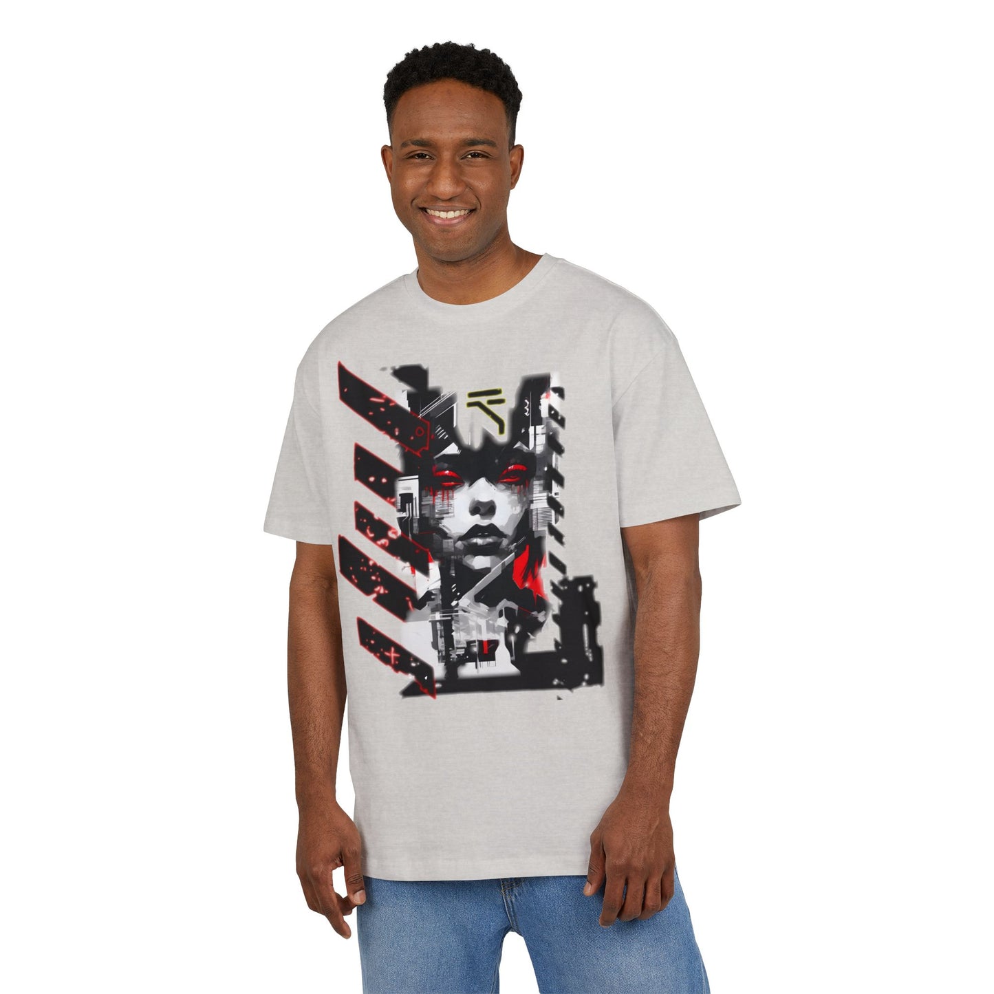Unisex Heavy Oversize Tee with Urban Art Design - Streetwear Style Tee