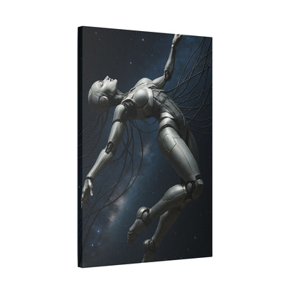 Satin Canvas Art Print, Futuristic Robot Wall Decor, Unique Home Artwork, Cyberpunk Aesthetic, Gift for Tech Lovers