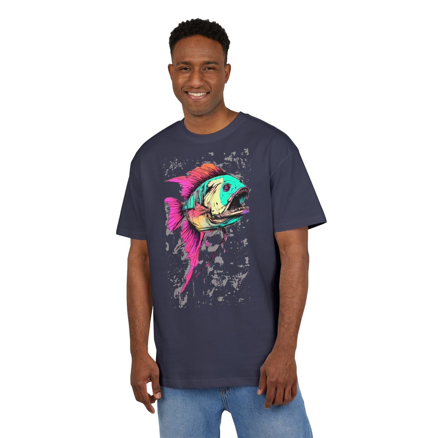 Vibrant Fish Graphic Tee for Casual Style, Summer Wear, Beach Vibes, Gift for Fishing Enthusiasts, Unique Unisex Heavy Oversize Tee