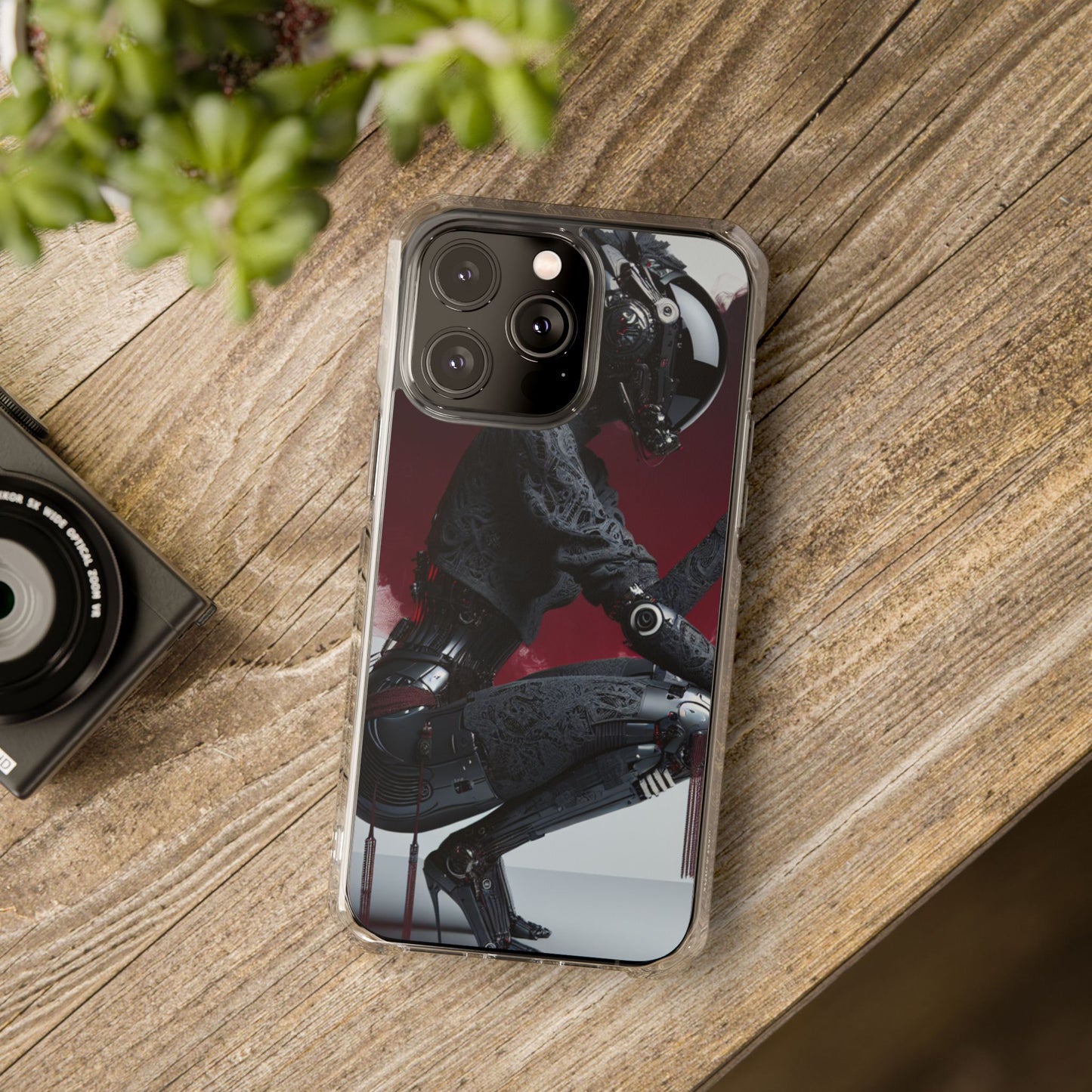 Cyber Design Magnetic Phone Case, Clear Mobile Cover, Gothic Style, Halloween Gift, Celestial Protection Accessory