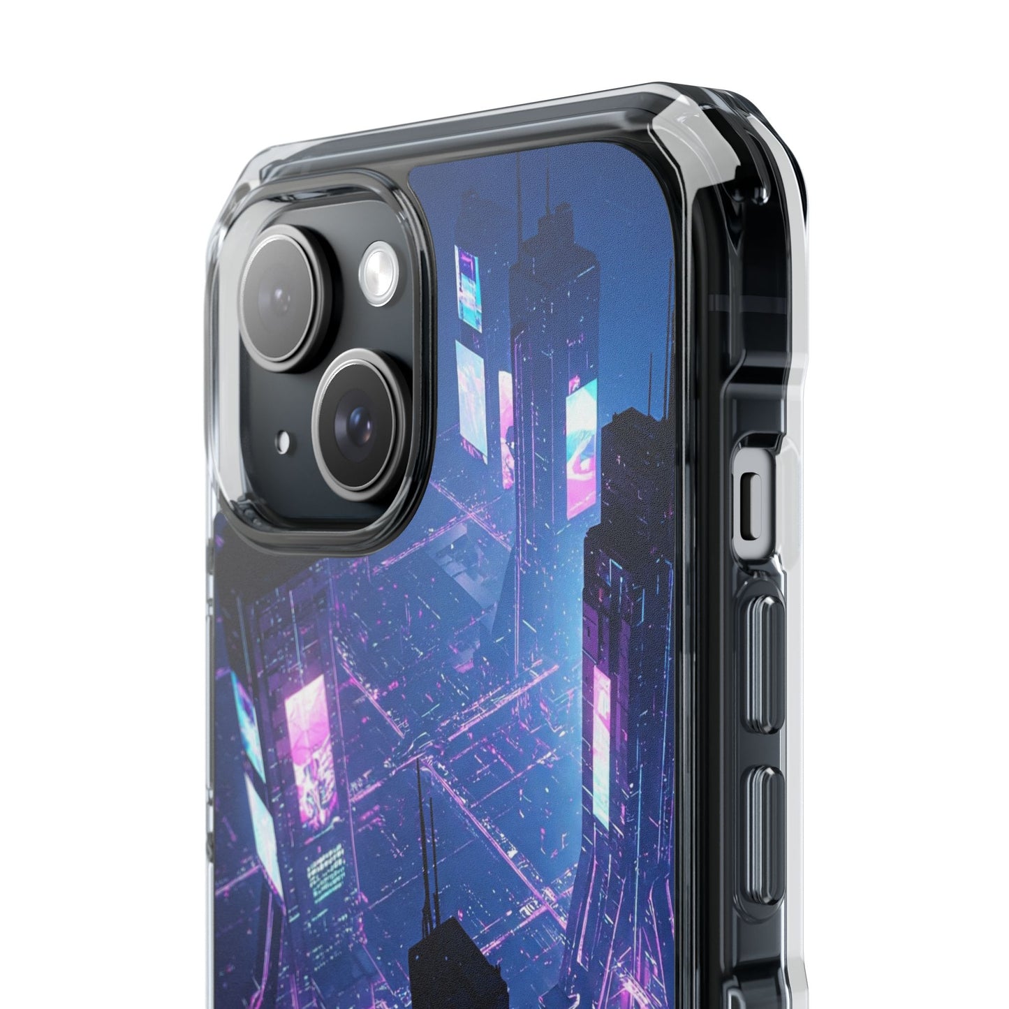 Futuristic Cityscape Phone Case, Customizable Clear Impact Case, Gift for Tech Lovers, Unique Phone Accessory, Aesthetic Cell Phone Cover