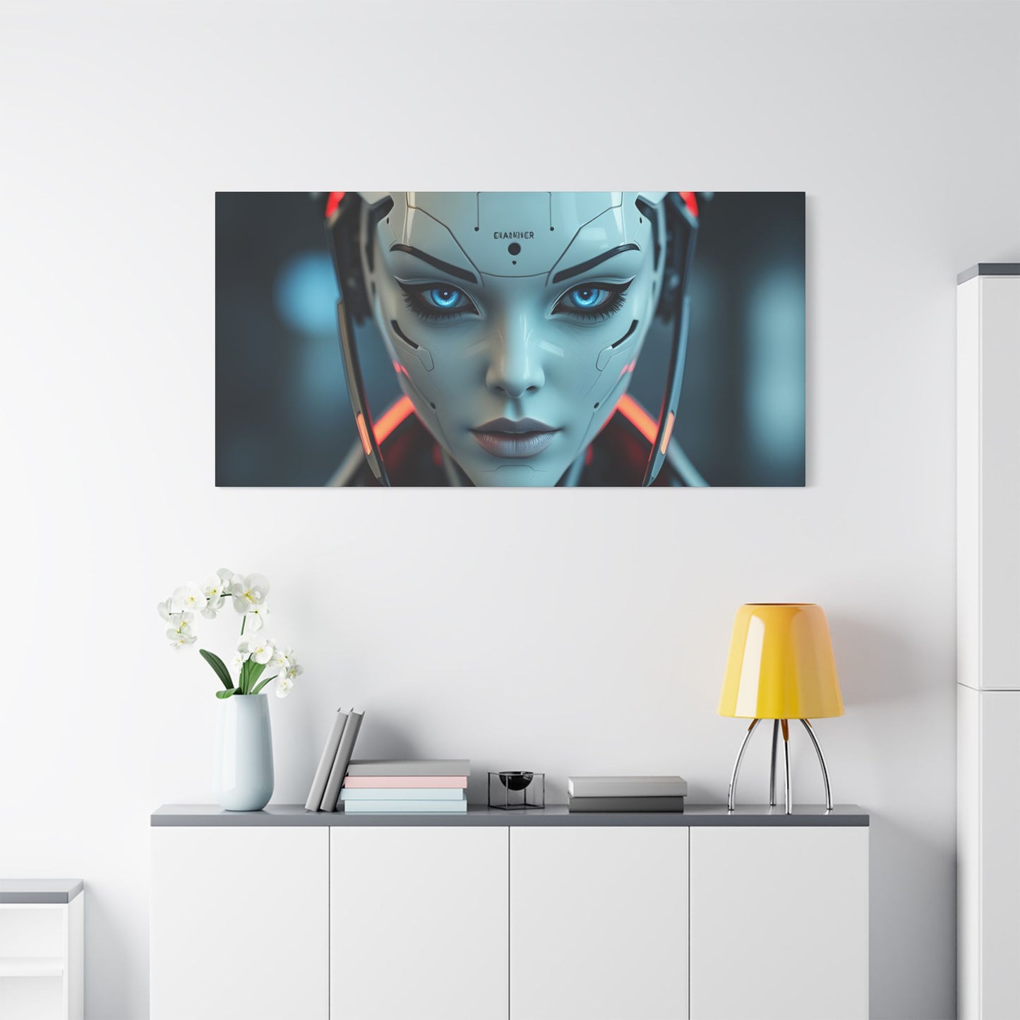 Futuristic Canvas Art Print, Digital Wall Decor, Modern Home Art, Unique Gift for Tech Lovers, Robotic Aesthetic