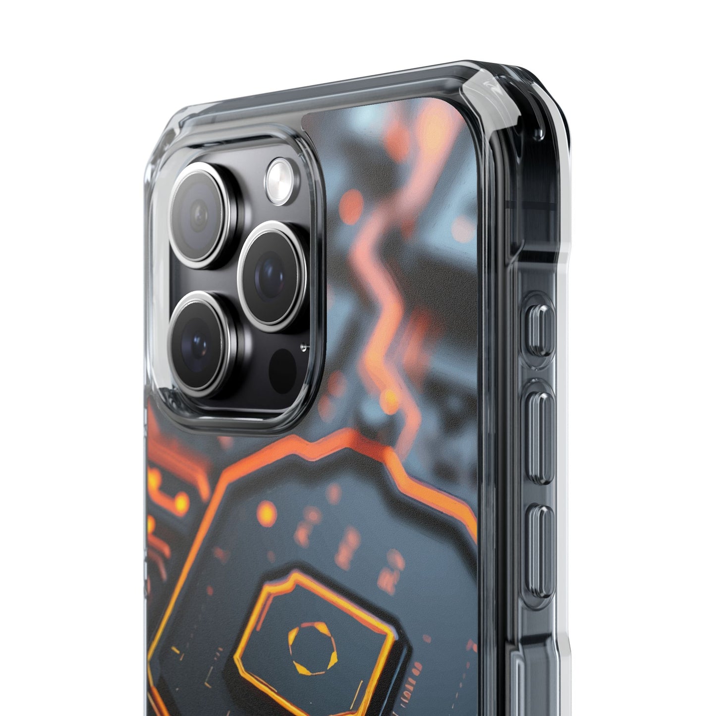 Futuristic Magnetic Phone Case, Clear Impact Case, Stylish Tech Accessory, Gifts for Tech Enthusiasts, Unique Phone Cover