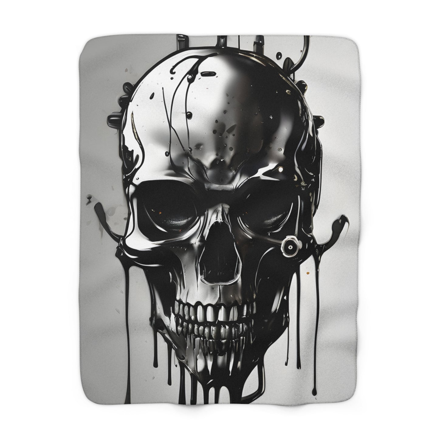 Sherpa Fleece Blanket with Dark Horror Skull Design