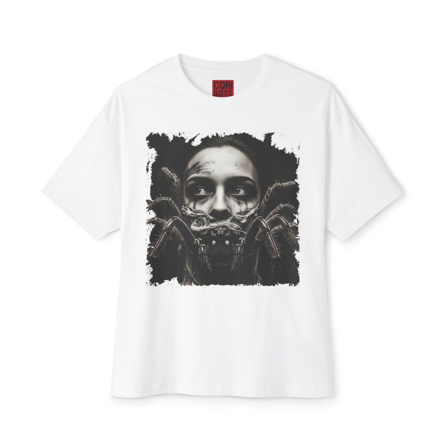 Eerie Spider Graphic Unisex Boxy Tee, Creepy Shirt for Halloween, Casual Wear, Street Fashion, Unique Gift for Spooky Season