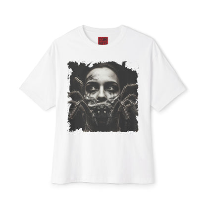 Eerie Spider Graphic Unisex Boxy Tee, Creepy Shirt for Halloween, Casual Wear, Street Fashion, Unique Gift for Spooky Season