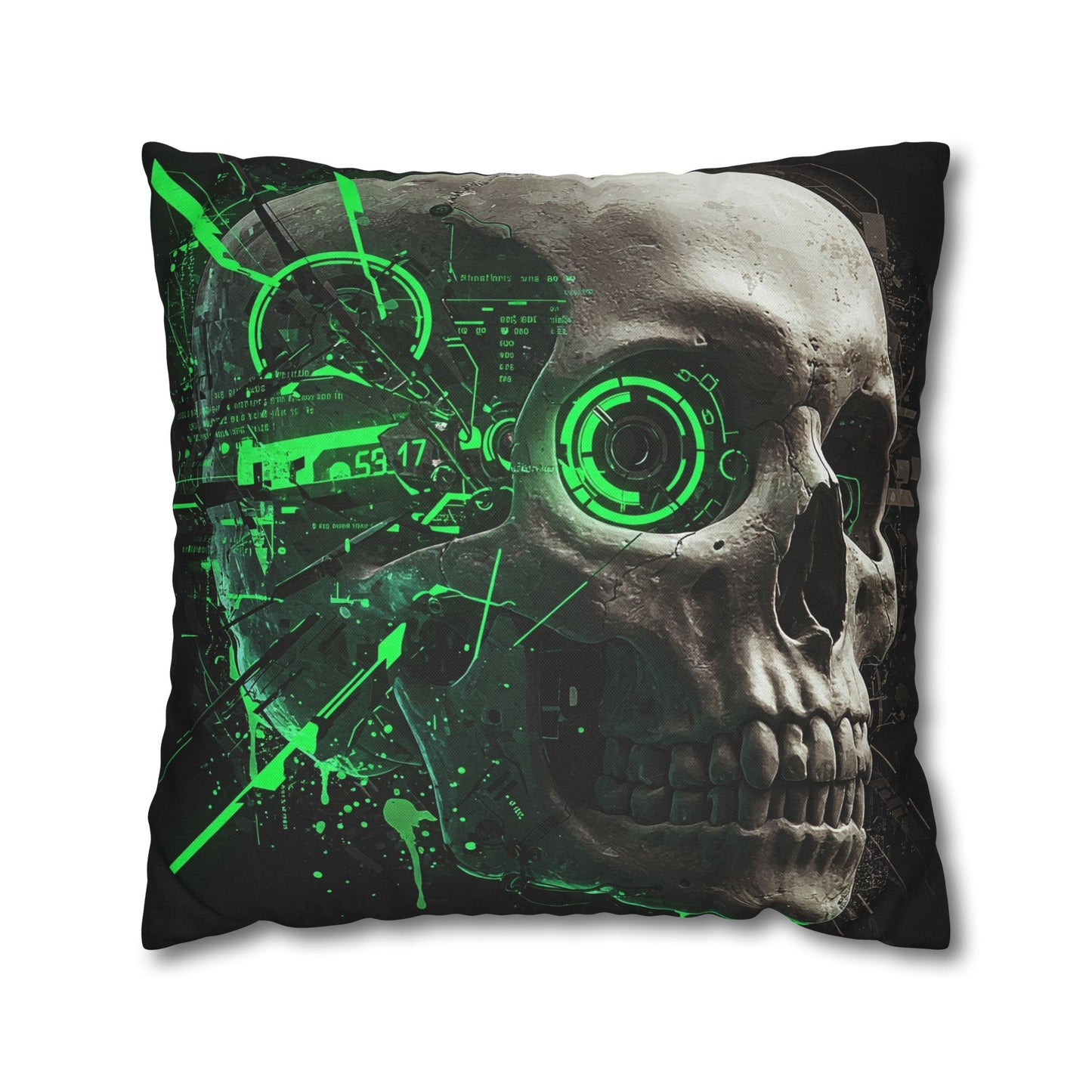 Futuristic Skull Pillowcase - Edgy Home Decor, Gothic Accessories, Cyberpunk Living Room, Halloween Decorations, Unique Gift Idea