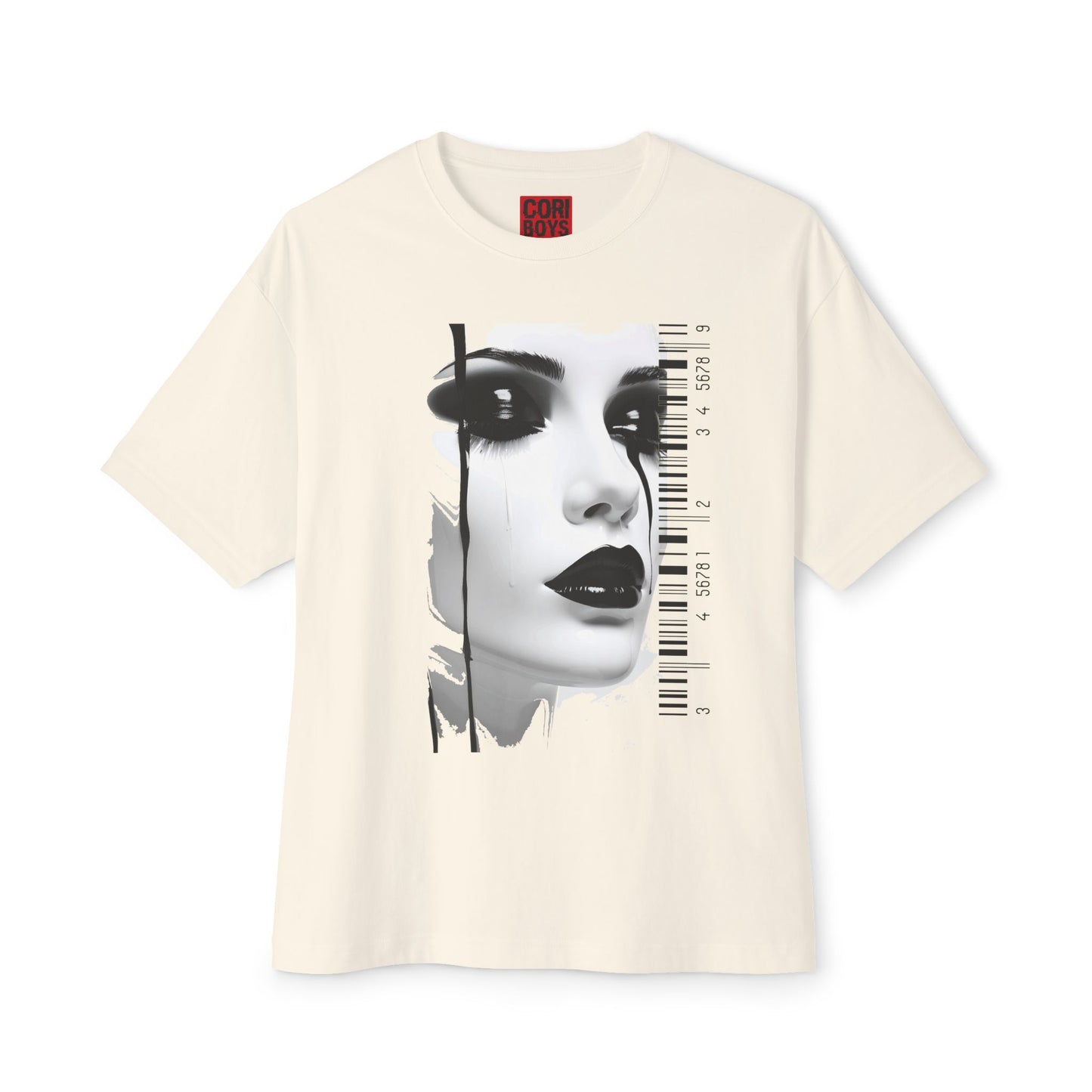 Chic Art Print Boxy Tee, Oversized Graphic T-Shirt, Fashionable Streetwear Top, Unique Women’s Cotton Tee, Casual Everyday Wear