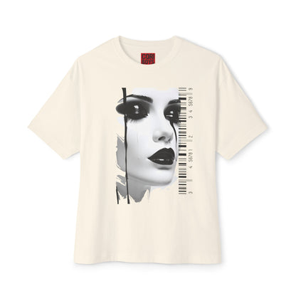 Chic Art Print Boxy Tee, Oversized Graphic T-Shirt, Fashionable Streetwear Top, Unique Women’s Cotton Tee, Casual Everyday Wear