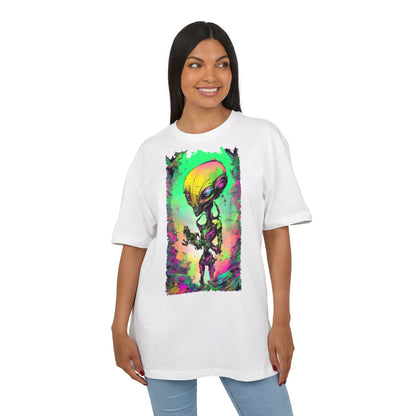Cosmic Alien Art Tee - Unisex Heavy Oversize Tee, Retro Space Vibe Shirt, Gift for Sci-Fi Lovers, Casual Wear, Unique Graphic T-Shirt