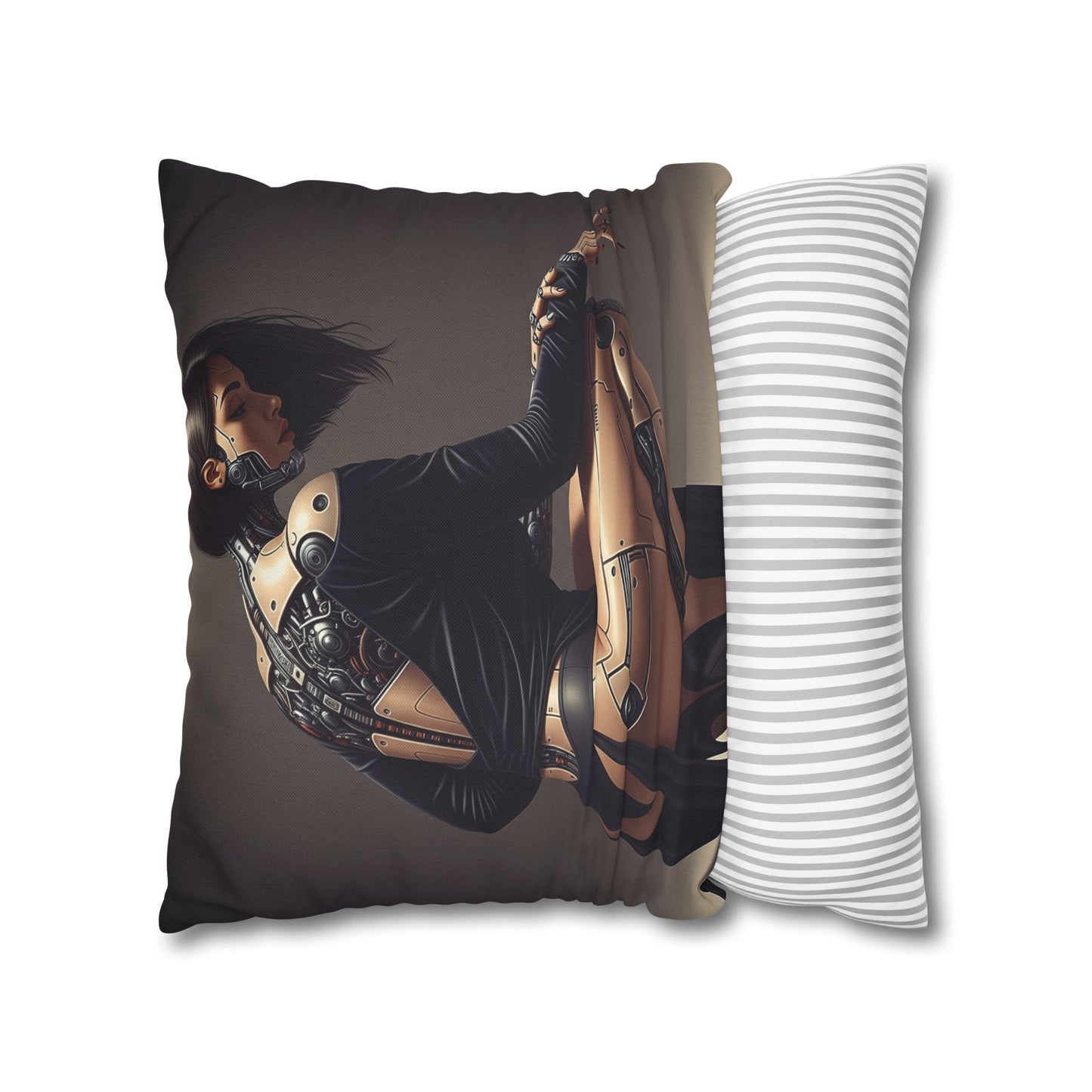 Futuristic Robot Art Pillowcase, Decorative Throw Pillow, Modern Home Decor, Gift for Tech Lovers, Cyberpunk Cushion Cover